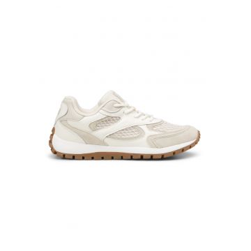 Pantofi sport cu insertii de piele si piele intoarsa
