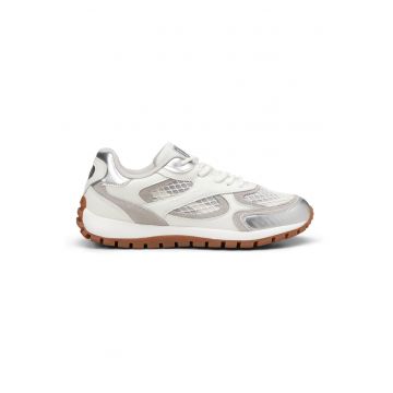 Pantofi sport cu insertii de piele si piele intoarsa