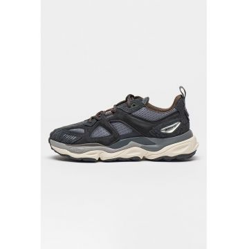 Pantofi sport cu insertii din piele si piele intoarsa