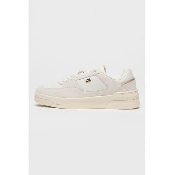 Pantofi sport cu talpa flatform si garnituri din piele