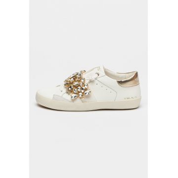 Pantofi sport de piele cu aplicatii de strasuri Sirius