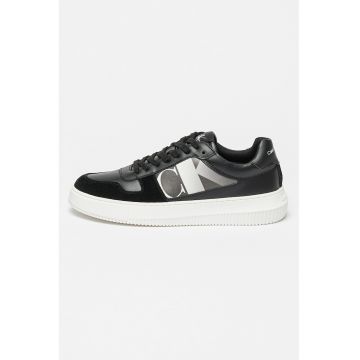 Pantofi sport de piele si piele ecologica cu logo