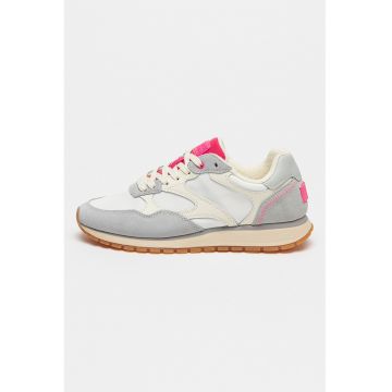 Pantofi sport de piele si piele intoarsa cu logo
