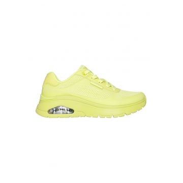 Pantofi sport din material textil cu talpa wedge si insertii din piele ecologica Uno Flex - Verde lime