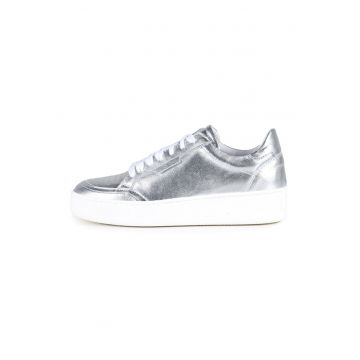 Pantofi sport din piele cu aspect metalizat