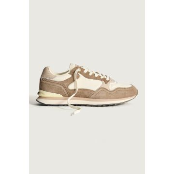 Pantofi sport din piele cu garnituri din material textil