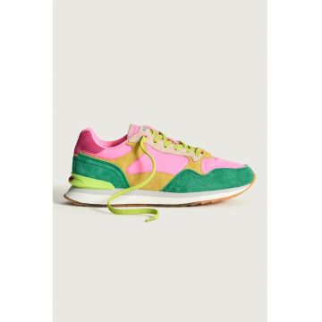 Pantofi sport din piele intoarsa cu design colorblock