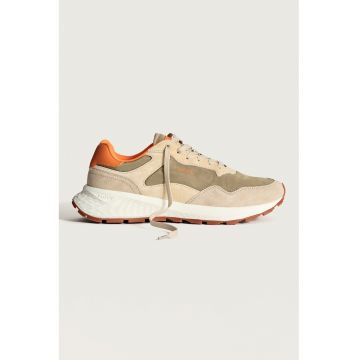 Pantofi sport din piele intoarsa cu garnituri din material textil