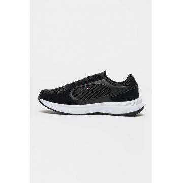 Pantofi sport din piele intoarsa cu insertii din material textil