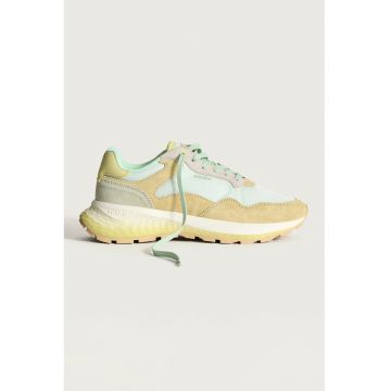 Pantofi sport din piele intoarsa si material textil cu logo