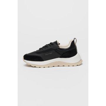 Pantofi sport din piele si material textil