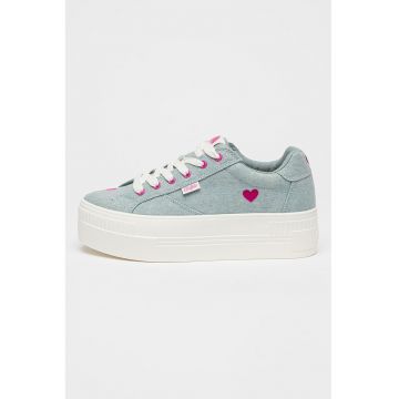 Pantofi sport flatform cu detaliu inima brodat
