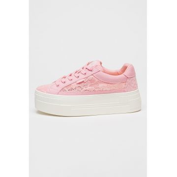 Pantofi sport flatform cu model floral si siret