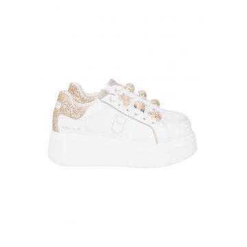 Pantofi sport flatform din piele cu paiete