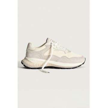 Pantofi sport low-cut din piele intoarsa cu garnituri din material textil