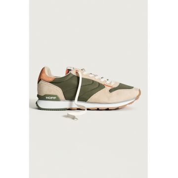 Pantofi sport low-cut din piele intoarsa si material textil