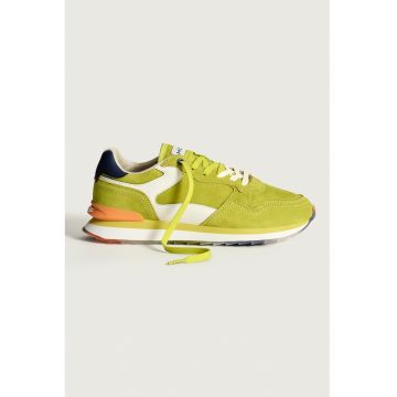 Pantofi sport low-cut din piele intoarsa si piele