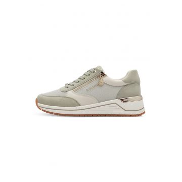 Pantofi sport wedge cu garnituri din piele
