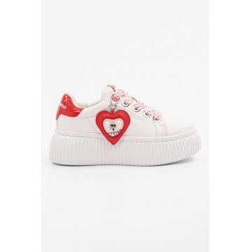 Pantofi sport wedge din piele cu accesoriu logo