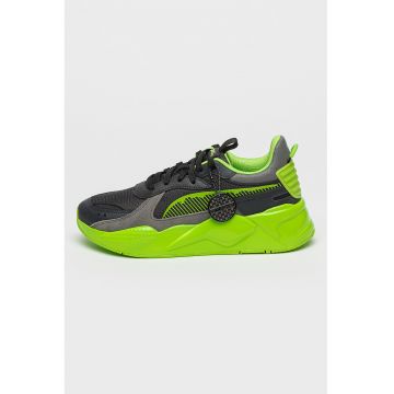 TNMT - Pantofi sport cu garnituri de piele intoarsa - Negru/Gri carbune/Verde electric