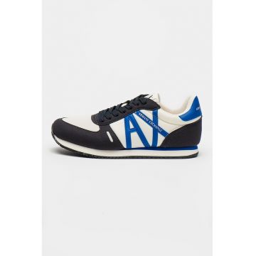 Pantofi sport cu logo si insertii de piele ecologica