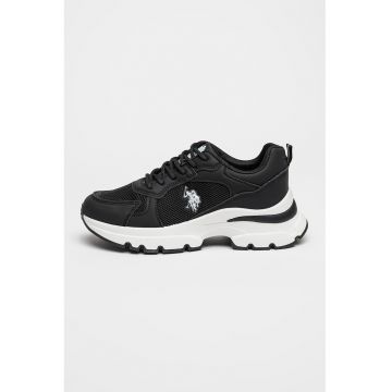 Pantofi sport cu segmente din piele ecologica Leah