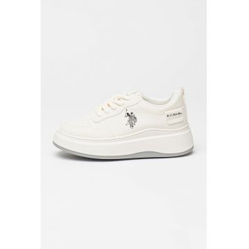 Pantofi sport din piele ecologica cu logo