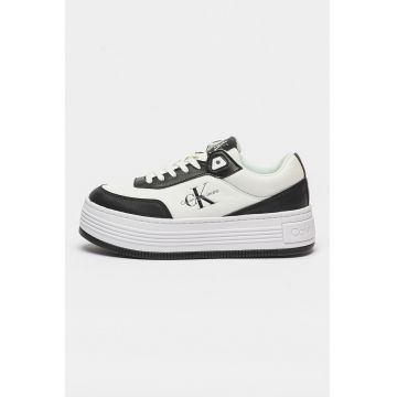 Pantofi sport flatform cu detalii de piele