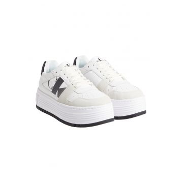 Pantofi sport flatform din piele si piele intoarsa