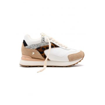 Pantofi sport cu garnituri de piele Etna - Maro inchis/Maro nisip