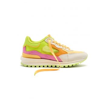 Pantofi sport cu insertii din piele intoarsa - Galben