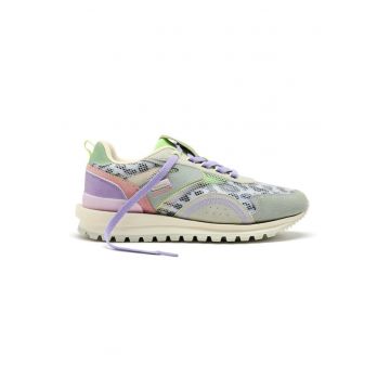 Pantofi sport cu insertii din piele intoarsa - Multicolor
