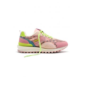 Pantofi sport cu insertii din piele intoarsa - Roz