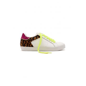 Pantofi sport de piele si piele ecologica cu detaliu stralucitor