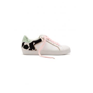 Pantofi sport de piele si piele ecologica cu detaliu stralucitor