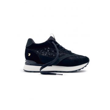 Pantofi sport din piele intoarsa cu garnituri din dantela Milladore - Negru