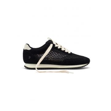 Pantofi sport din piele intoarsa cu sireturi - Negru