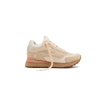 Pantofi sport din piele si rafie