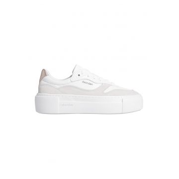 Pantofi sport flatform cu garnituri de piele intoarsa