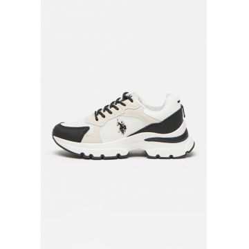 Pantofi sport cu segmente din piele ecologica Leah