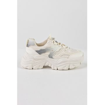 Pantofi sport de piele ecologica cu aspect masiv si garnituri de plasa