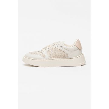 Pantofi sport din piele cu garnituri din material textil