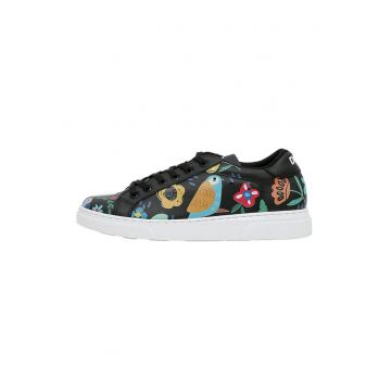 Pantofi sport din piele ecologica cu imprimeu grafic Flowers&Birds