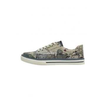 Pantofi sport din piele ecologica cu imprimeu