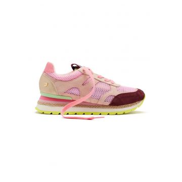Pantofi sport din piele intoarsa cu insertii din plasa Eddington - Roz
