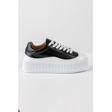 Pantofi sport flatform de piele ecologica