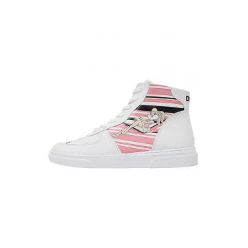 Pantofi sport inalti din piele ecologica cu imprimeu cu desene animate Love Is Pure