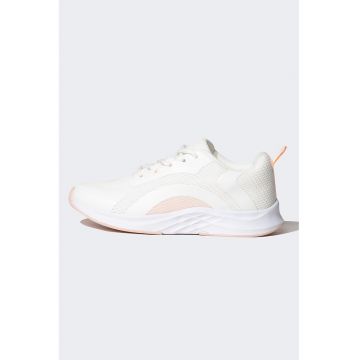 Pantofi sport wedge cu insertii din material textil