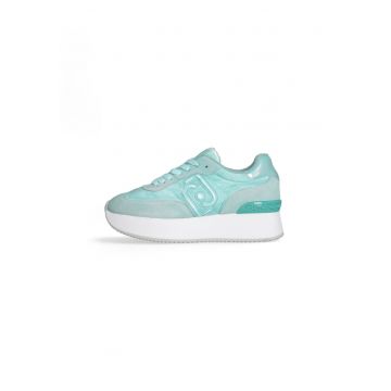 Pantofi sport cu insertii de piele intoarsa cu platforma