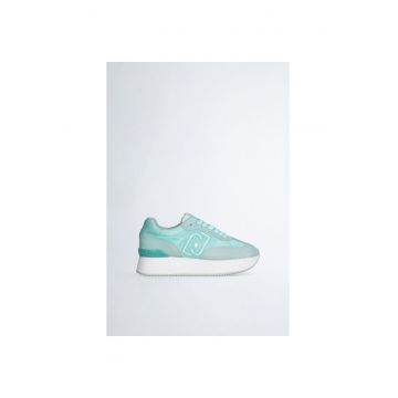 Pantofi sport cu insertii de piele intoarsa cu platforma